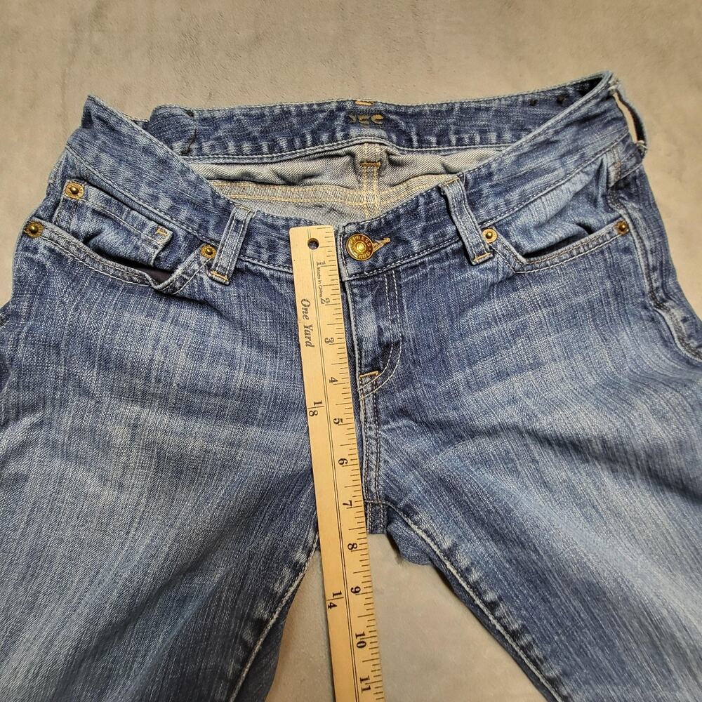 Express Jeans Womens 6R Blue Medium Wash Bootcut Slim Stretch Denim Low Rise - Picture 8 of 11